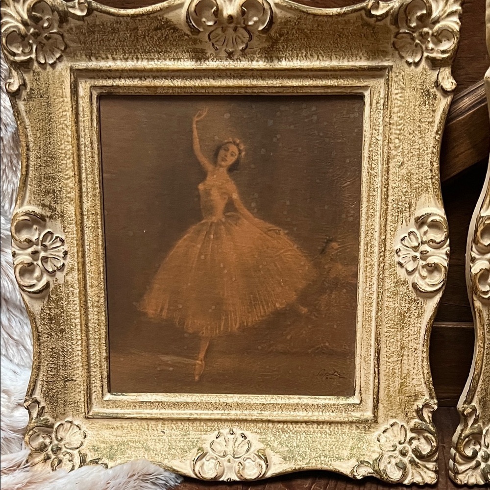 2 FRAMED VINTAGE SOPHIE BALLERINA PRINTS/LITHOGRAPHS- 1920 OR 1930'S- TMCO - Picture 2 of 5